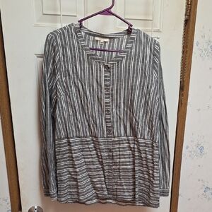 Mystree Gray Striped Button Down Shirt